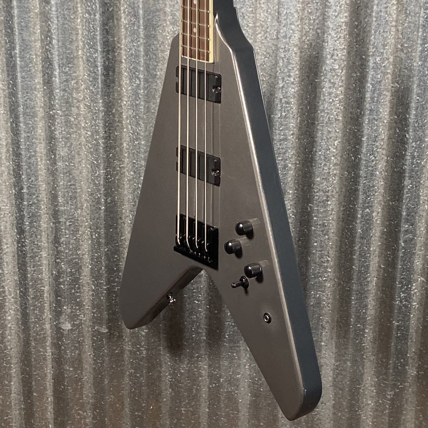 HardLuck Kings Cobra V 4 String Bass Gun Metal & Case #26001 Used