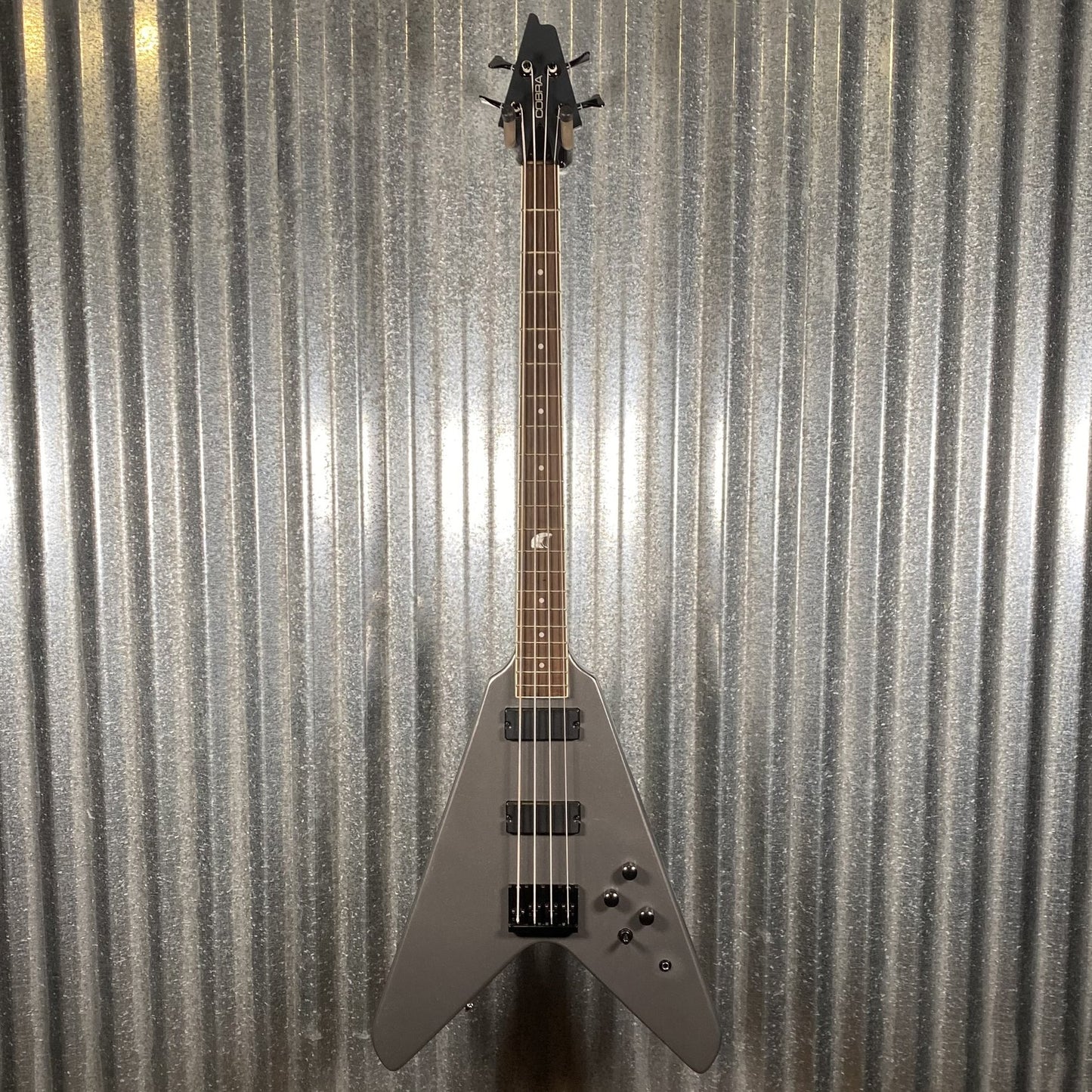 HardLuck Kings Cobra V 4 String Bass Gun Metal & Case #26001 Used