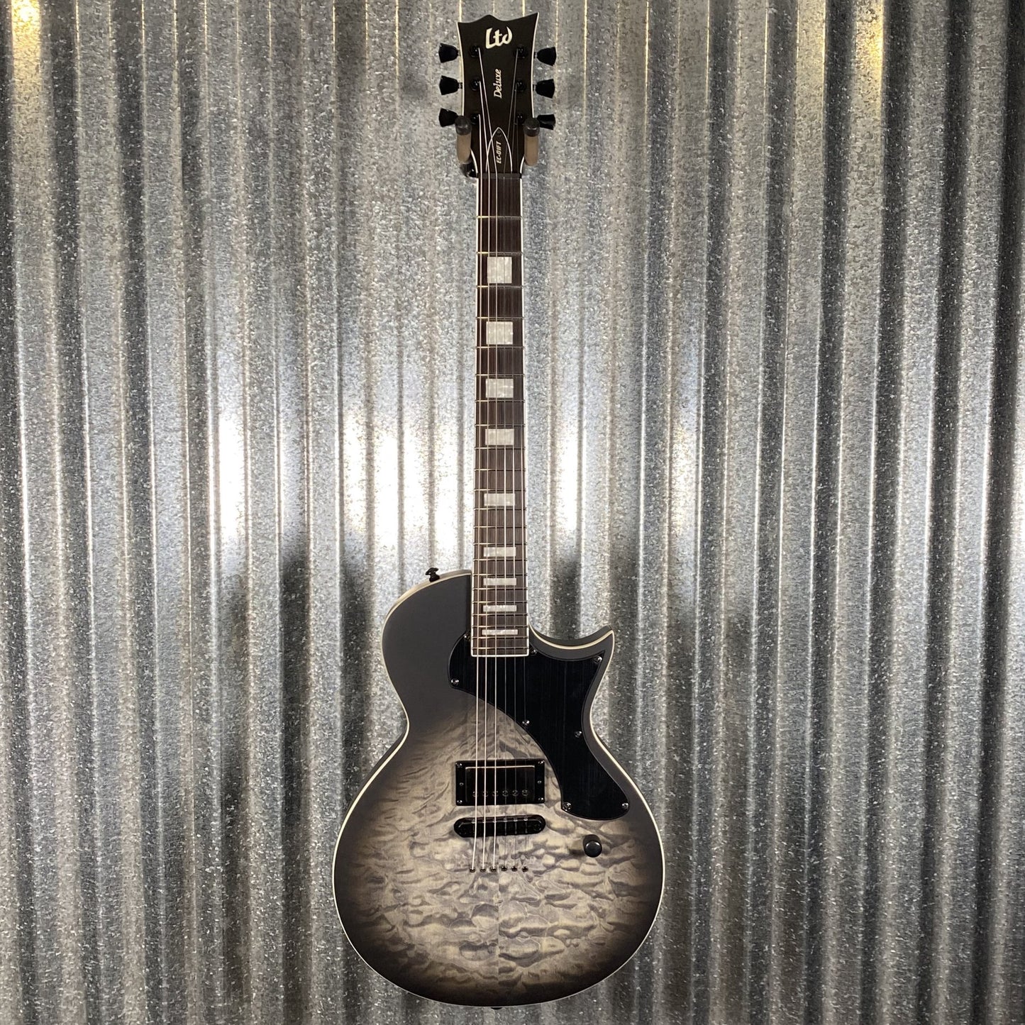 ESP LTD EC-01FT QM Quilt Top Charcoal Burst Satin Teardrop Guitar EC01FTQMCHBS #0620 Used