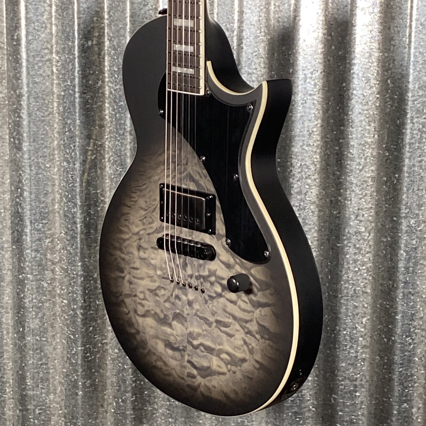 ESP LTD EC-01FT QM Quilt Top Charcoal Burst Satin Teardrop Guitar EC01FTQMCHBS #0620 Used