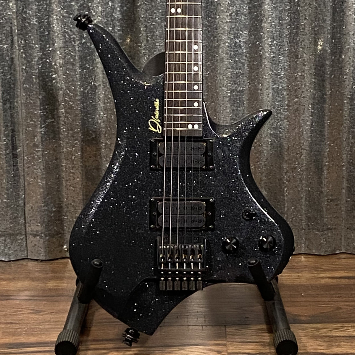 Dhatarattha Custom DHL Black Galaxy Metal Flake Headless Guitar & Case #0000 Used