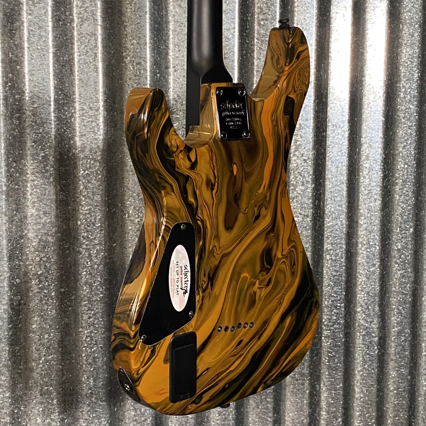 Schecter C-1 Hydro Dip Golden Eclipse Guitar #0739