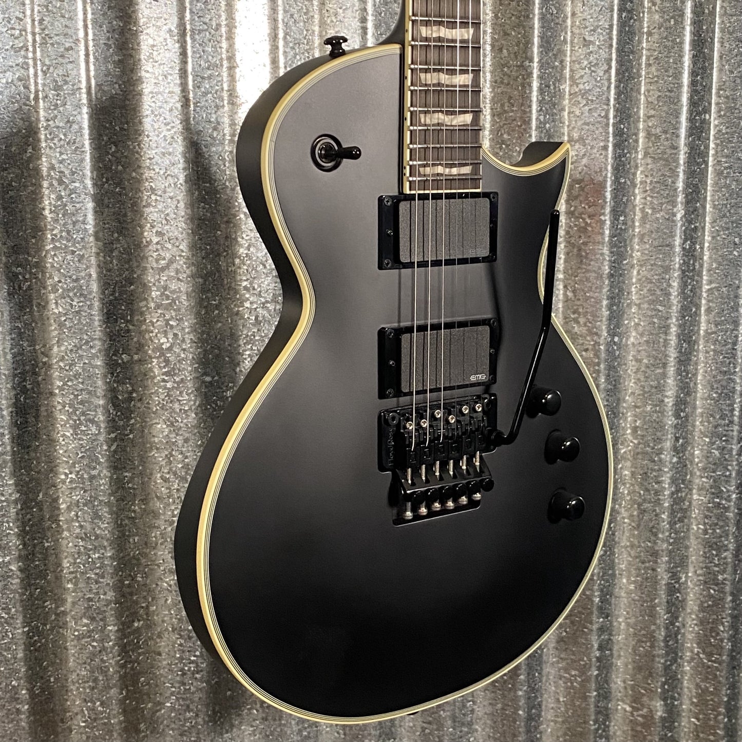 ESP LTD EC-1000 FR Floyd Rose Black Satin EMG Guitar & Case #1888 Used