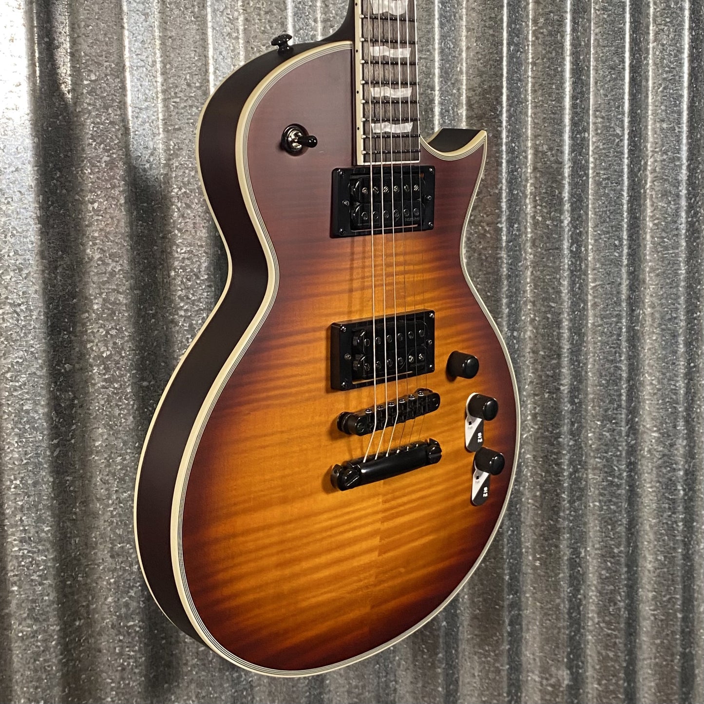 ESP LTD EC-1000T CMT Flame Top Tobacco Sunburst Satin Guitar #0156  Used