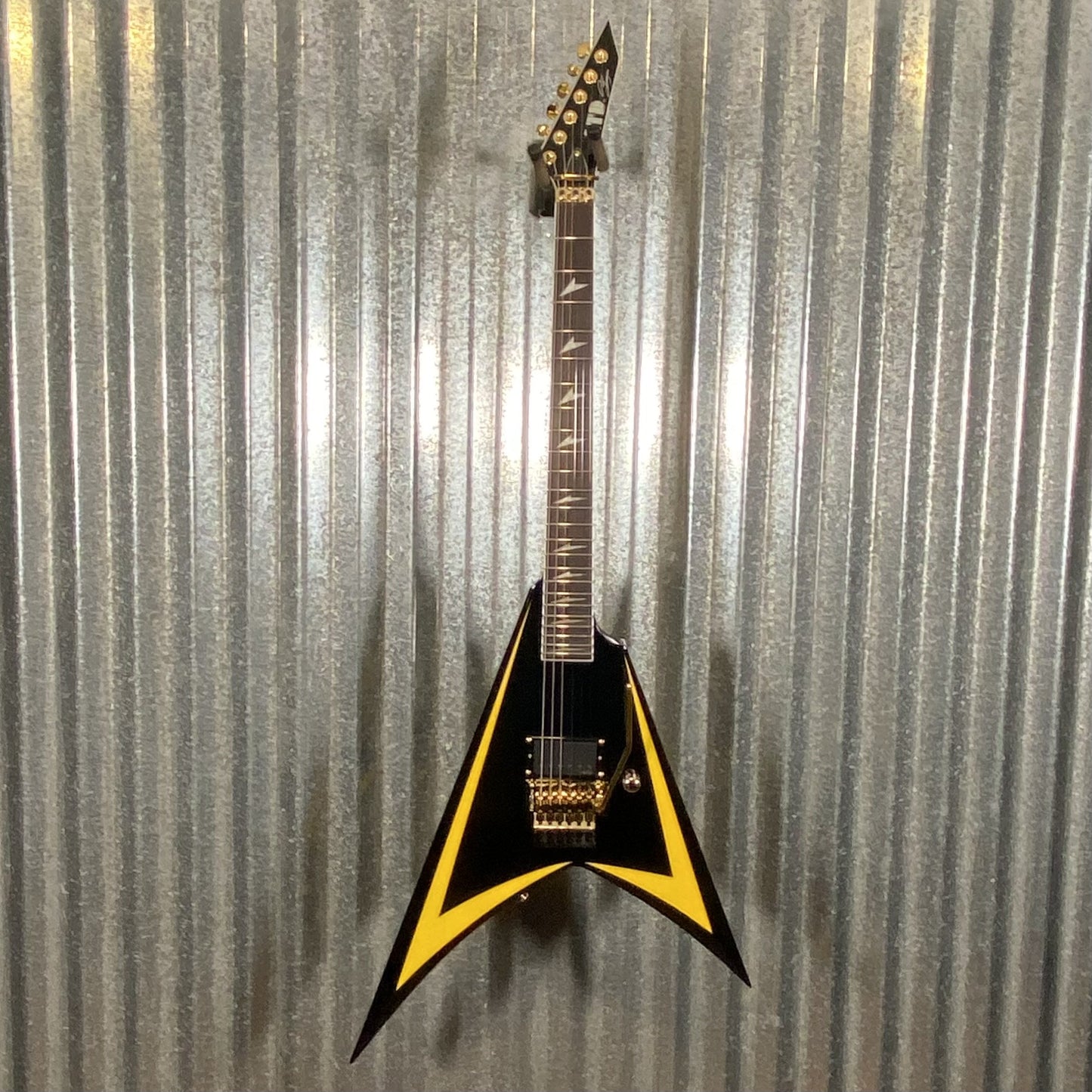 ESP LTD Alexi Laiho Arrowhead SE Black Yellow Pinstripe Guitar & Case USED #0904