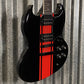 Westcreek Guitars Racer SG Offset Style Black Red Stripe #0043 Used