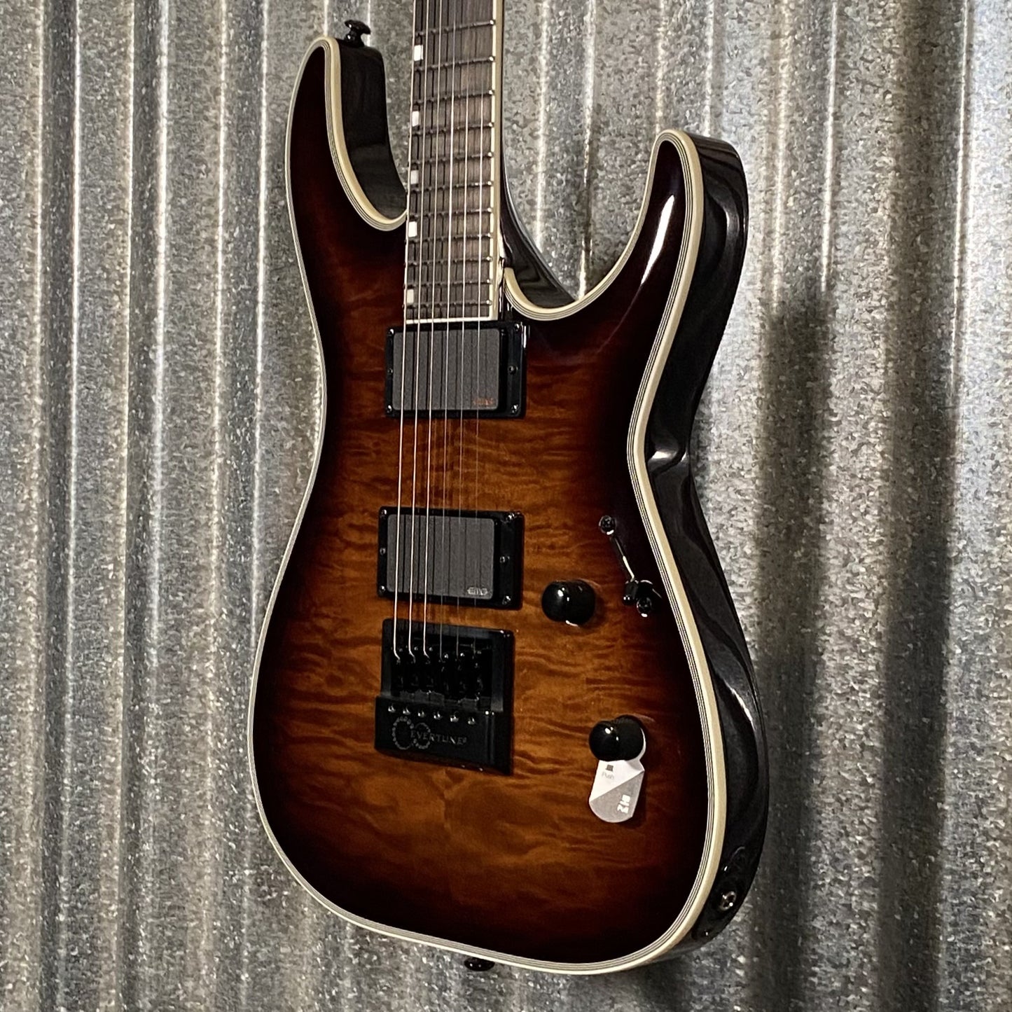 ESP LTD MH-1000 Evertune Flame Dark Brown Sunburst Guitar & Case #0341 Used