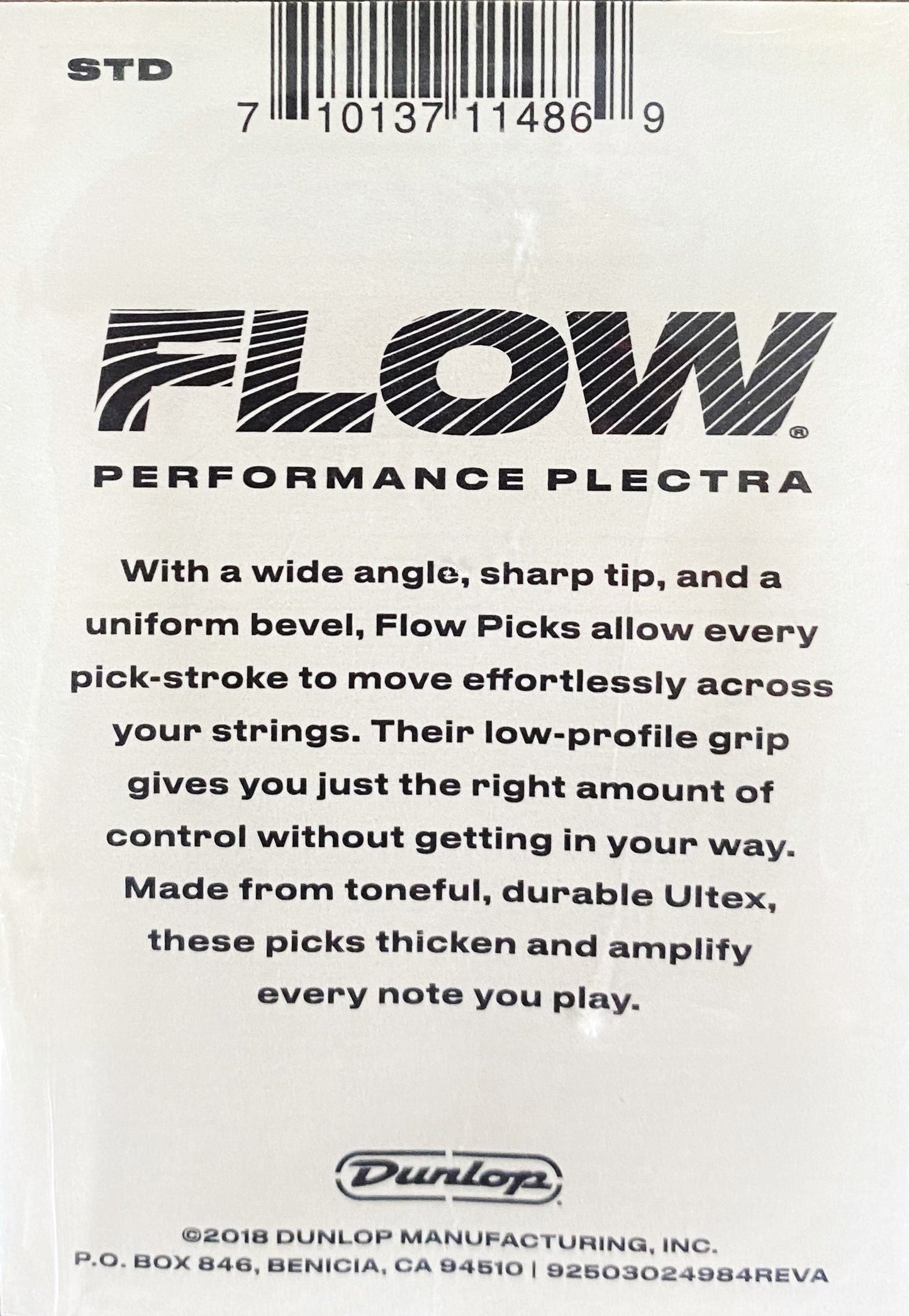 Dunlop 549-114 Flow Standard 1.14mm Player Pack Guitar Pick 12 Count
