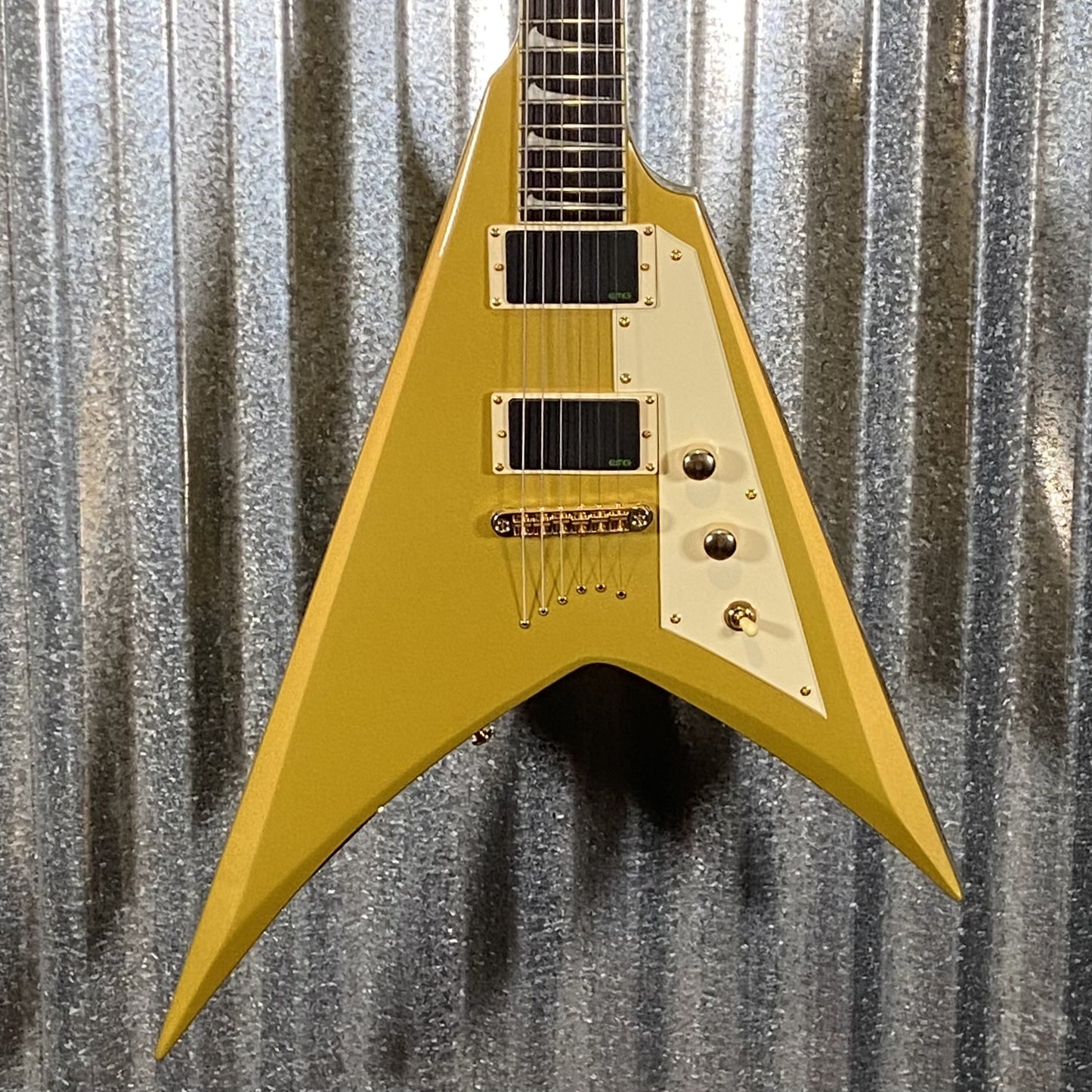 ESP LTD KH-V Kirk Hammett V Gold Sparkle EMG Guitar & Case #0961 Used