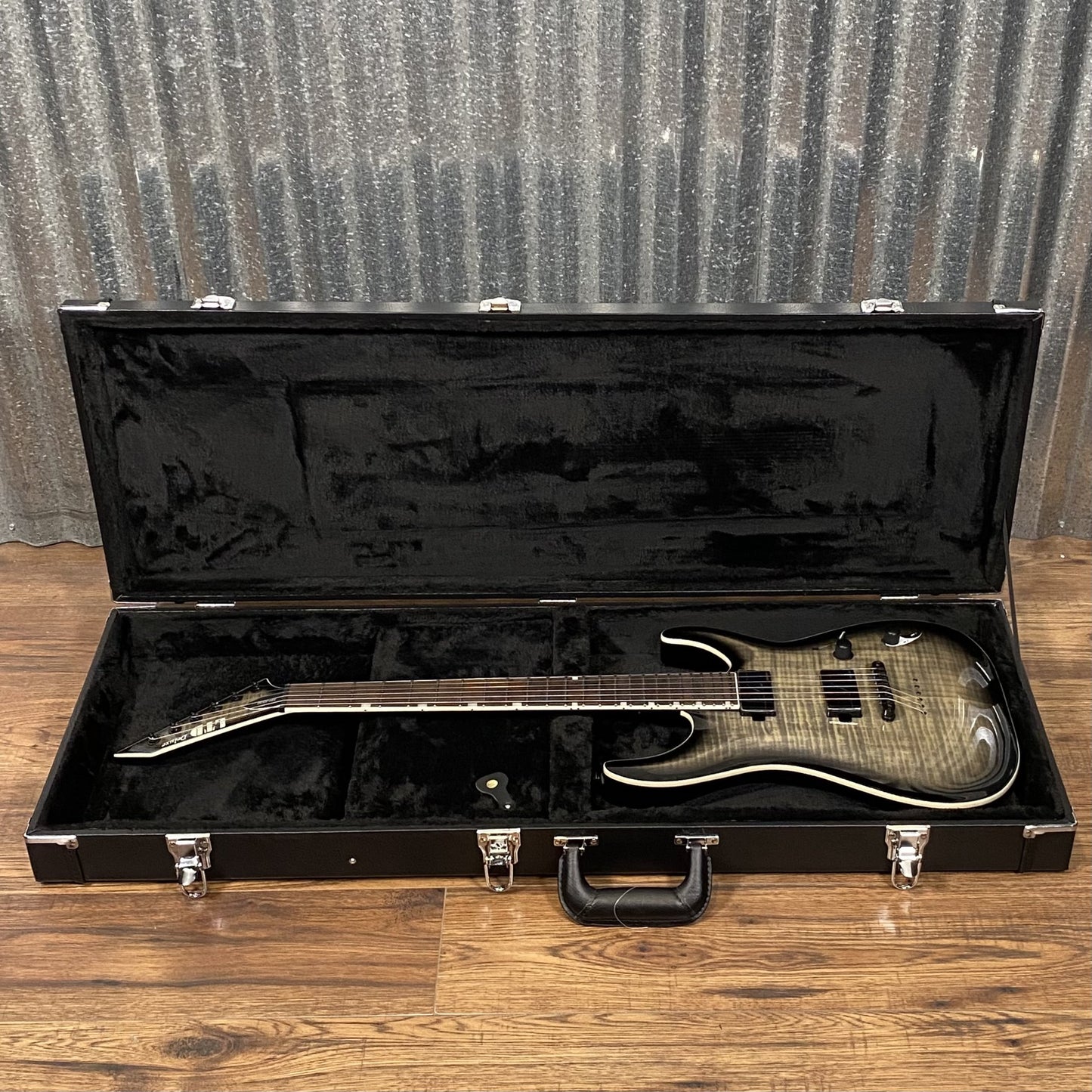 ESP LTD MH-1000NT Flame Charcoal Burst Guitar & Case #0514 Used