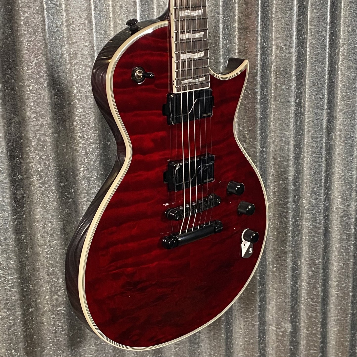 ESP LTD EC-1000 QM Quilt Top See Thru Black Cherry Fluence Guitar & Case #0202  Used