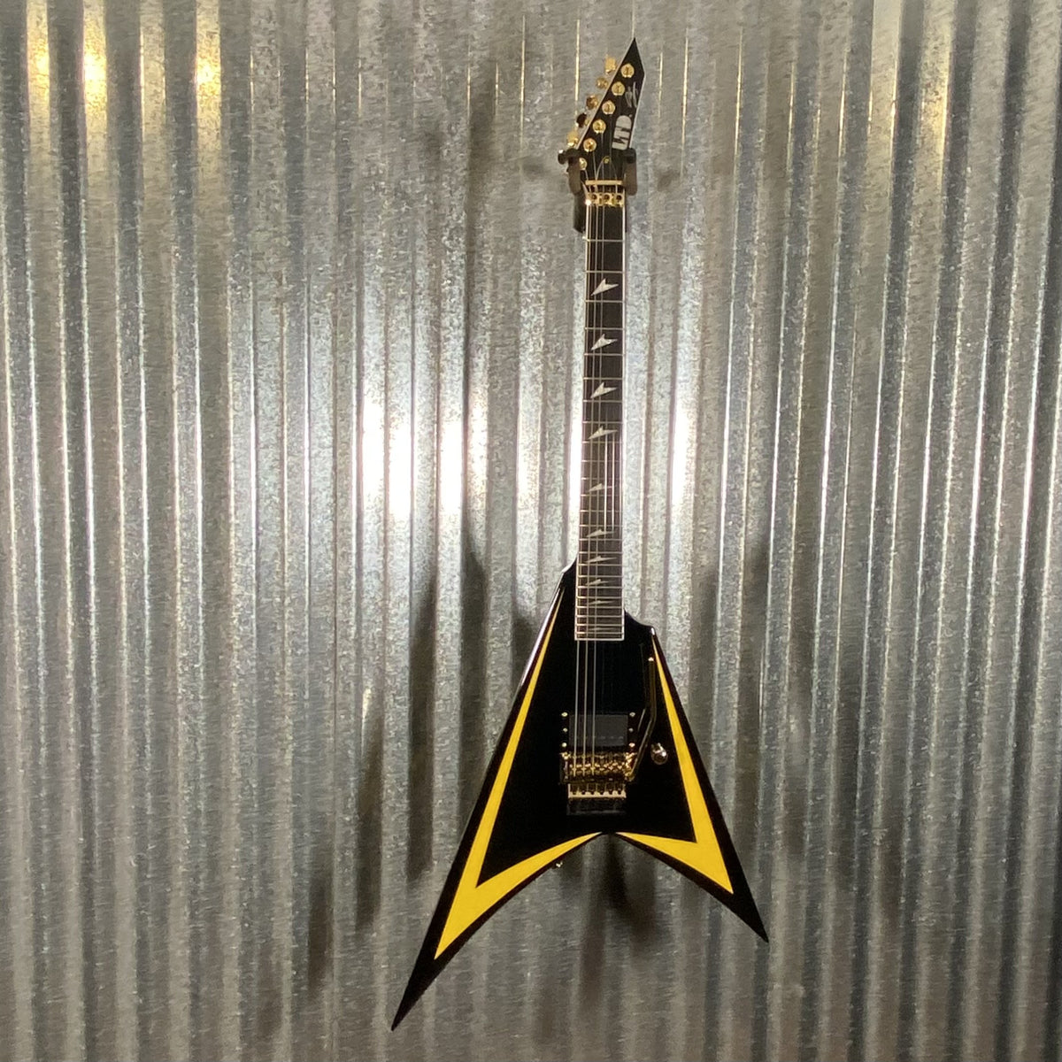 ESP LTD Alexi Laiho Arrowhead SE Black Yellow Pinstripe Guitar & Case USED #1378