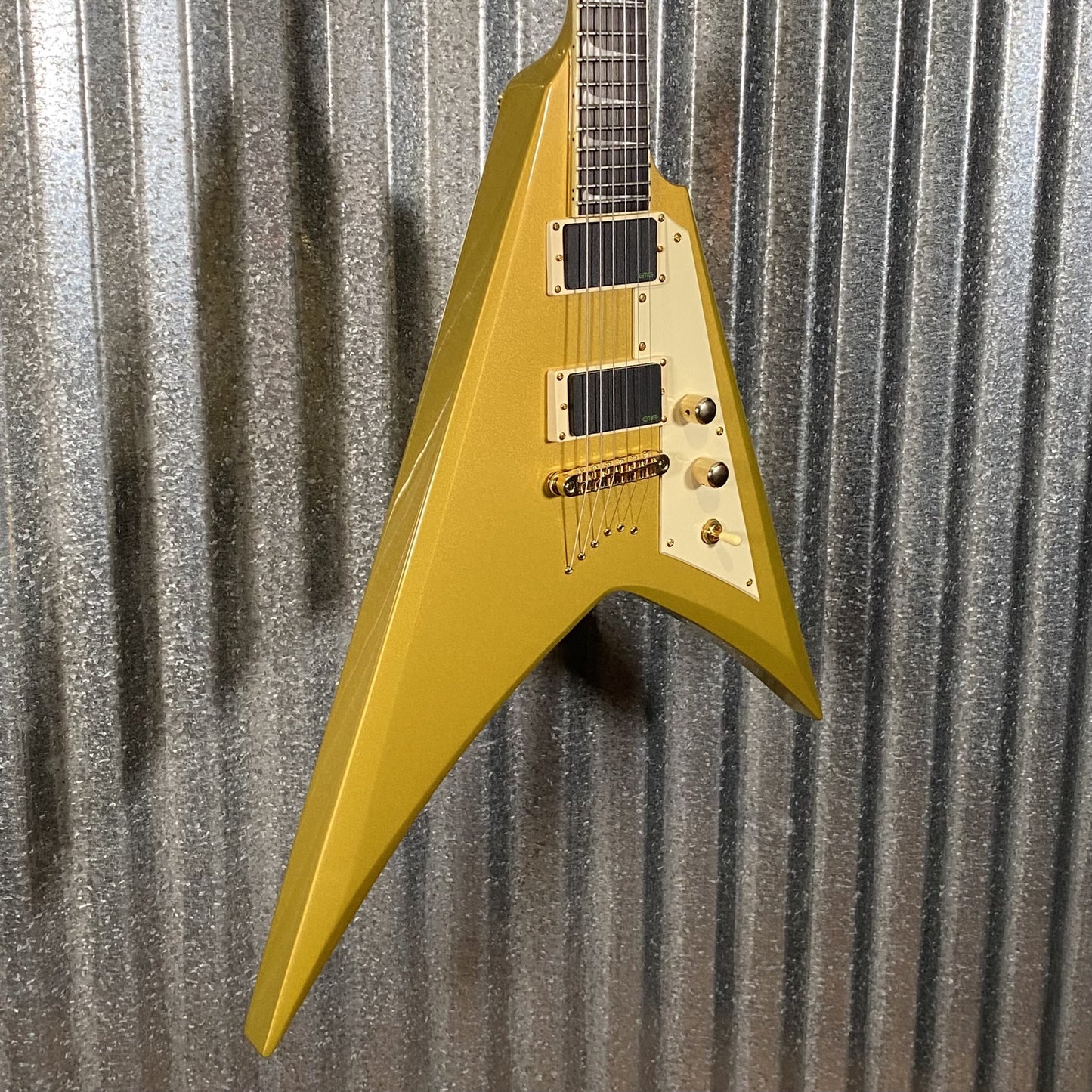 ESP LTD KH-V Kirk Hammett V Gold Sparkle EMG Guitar & Case #0961 Used