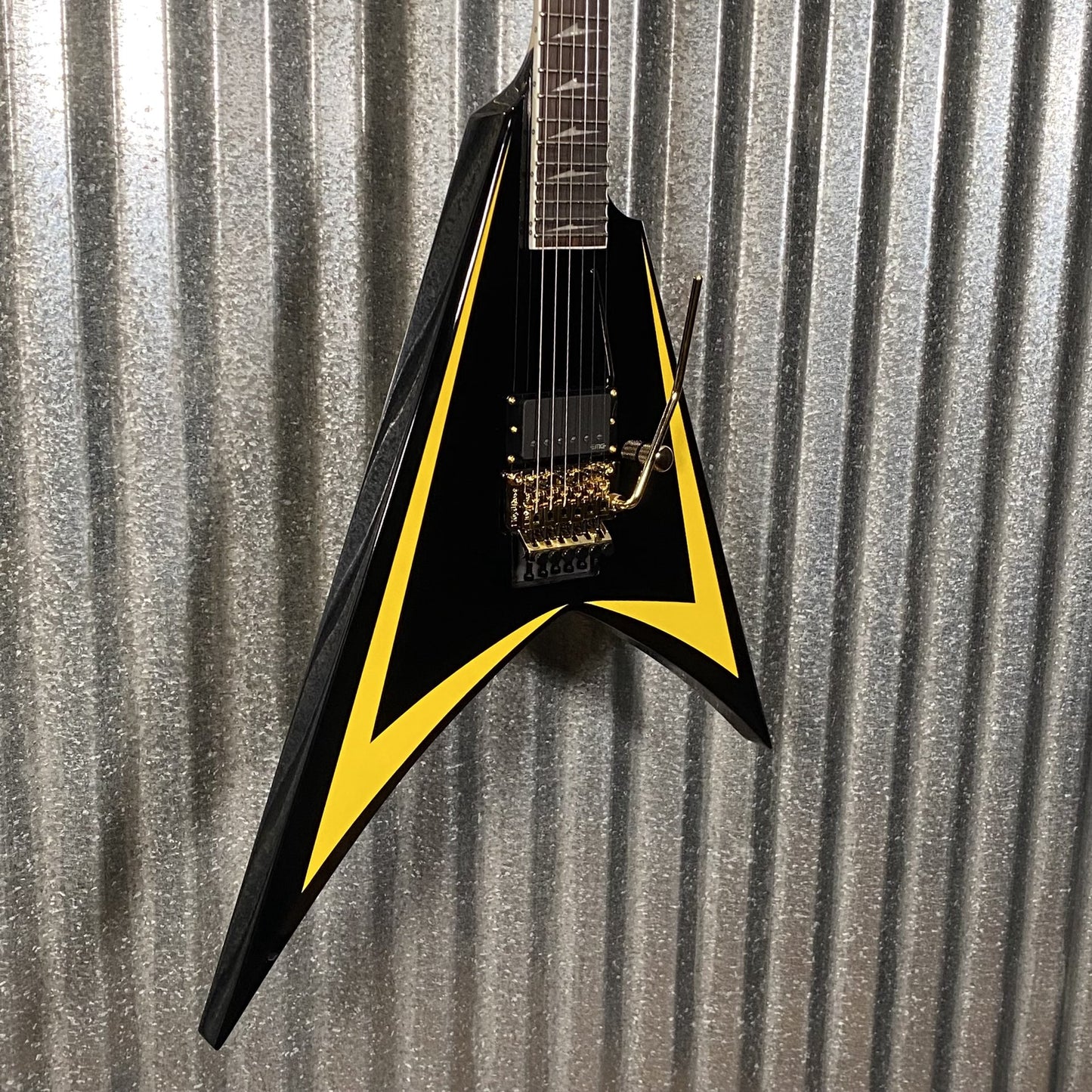 ESP LTD Alexi Laiho Arrowhead SE Black Yellow Pinstripe Guitar & Case USED #0904