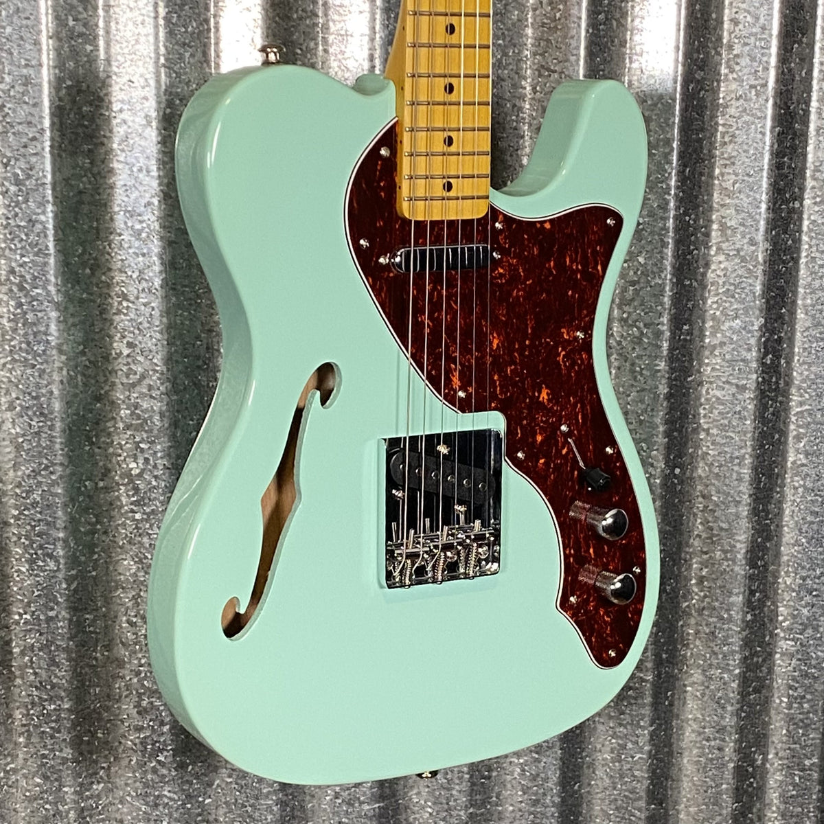 CNZ Audio TL-SHH-SG-TRPG Surf Green Semi Hollow Guitar & Bag #0854 Used