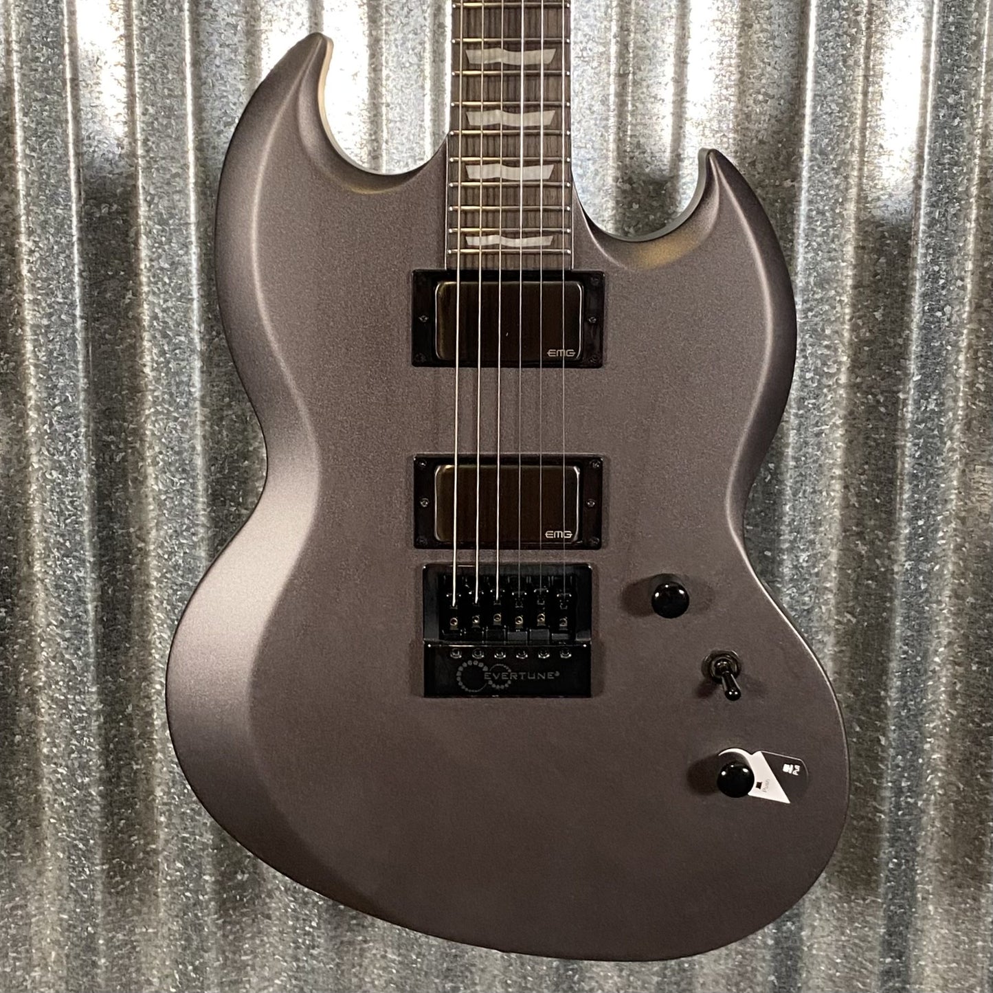 ESP LTD Viper-1000 Evertune Charcoal Metallic Satin EMG Guitar & Case #1512 Used
