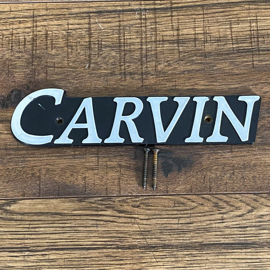 Carvin Logo 1.5x7.5 Inch Plastic Used