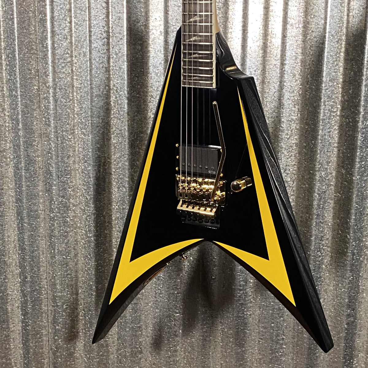 ESP LTD Alexi Laiho Arrowhead SE Black Yellow Pinstripe Guitar & Case USED #1378