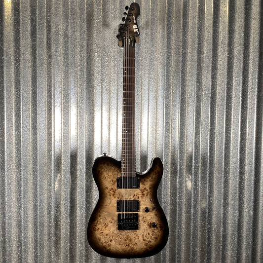 ESP LTD TE-1000 Evertune Burl Charcoal Burst Guitar TE1000ETBPCHB #0969 Used