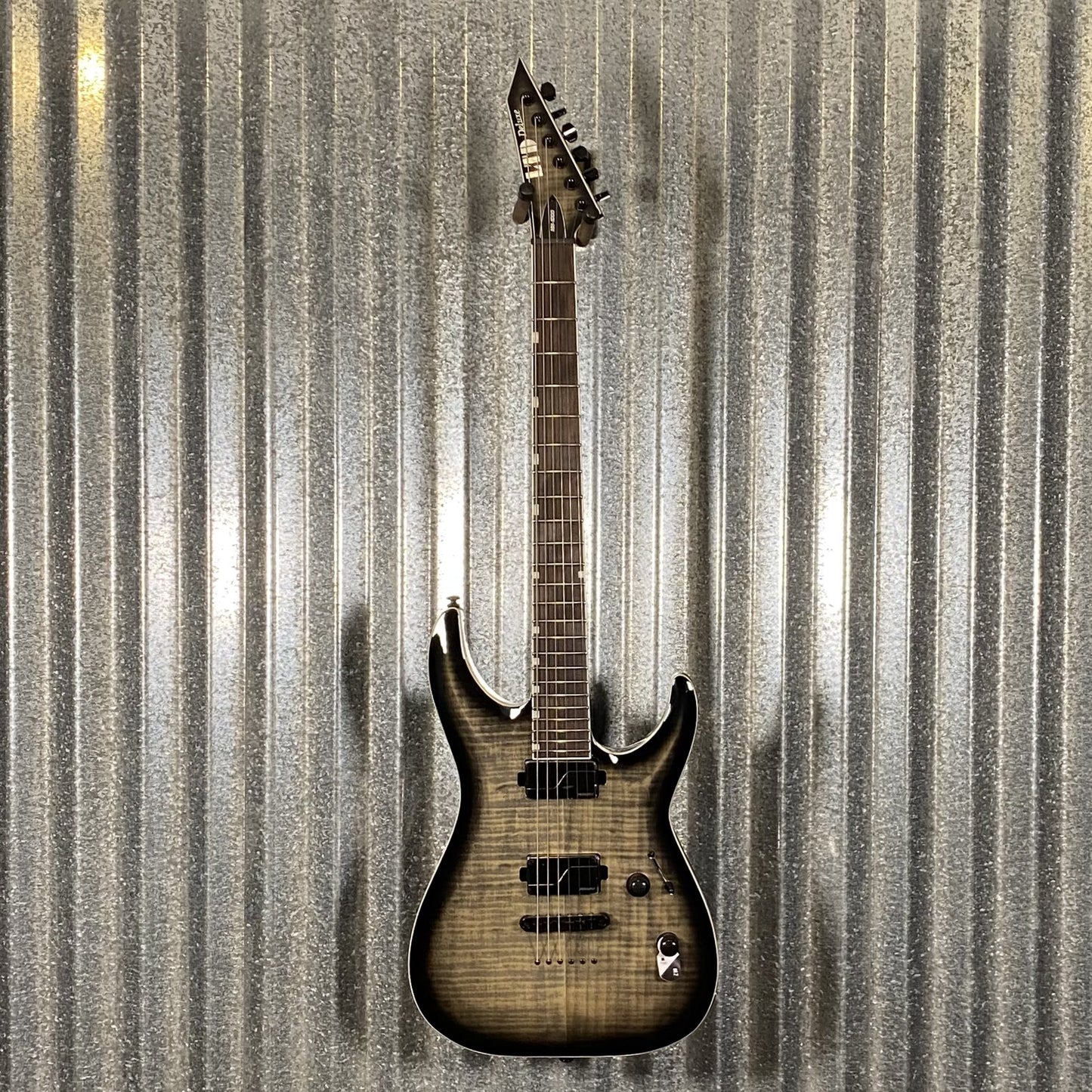 ESP LTD MH-1000NT Flame Charcoal Burst Guitar & Case #0514 Used