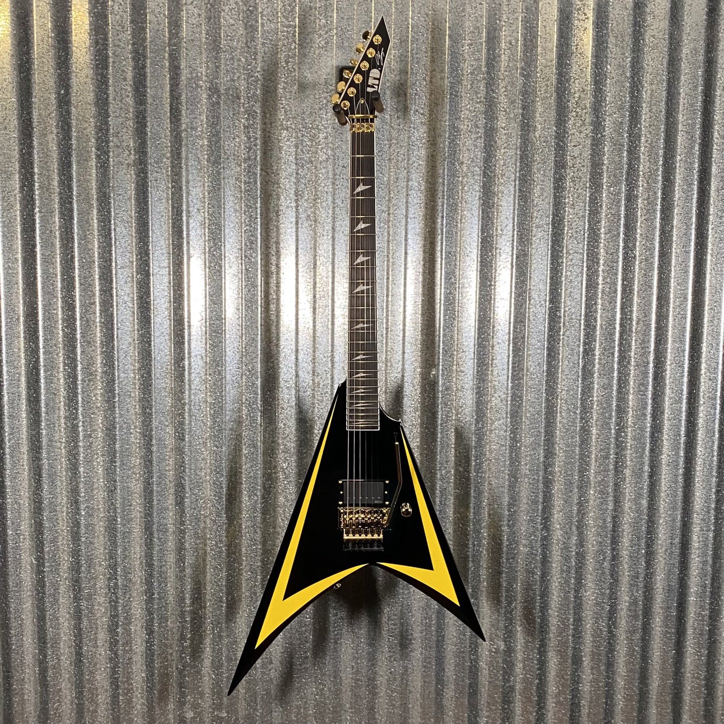 ESP LTD Alexi Laiho Arrowhead SE Black Yellow Pinstripe Guitar & Case USED #1975