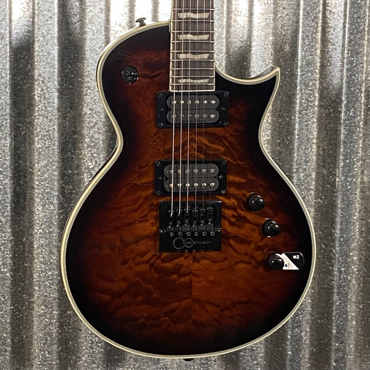 ESP LTD EC-1000 ET Evertune Quilt Top Dark Brown Sunburst Guitar & Case #1459 Used