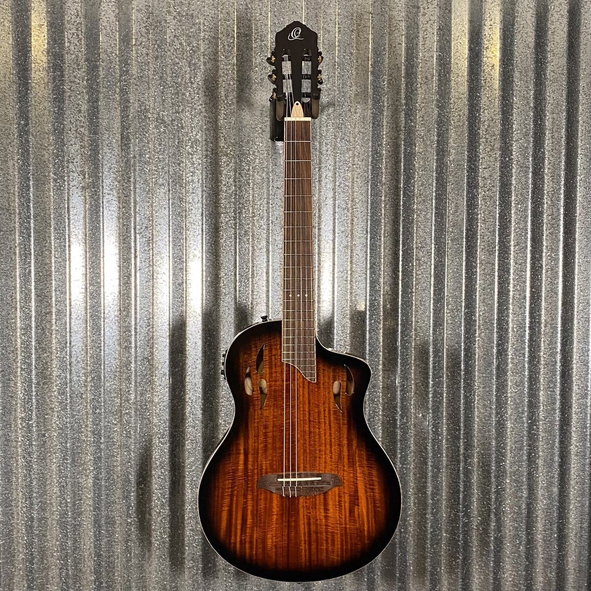 Ortega RTPDLX-ACA Acacia Burst Thinline Nylon Acoustic Electric Guitar & Bag #0020