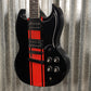 Westcreek Guitars Racer SG Offset Style Black Red Stripe #0013 Used