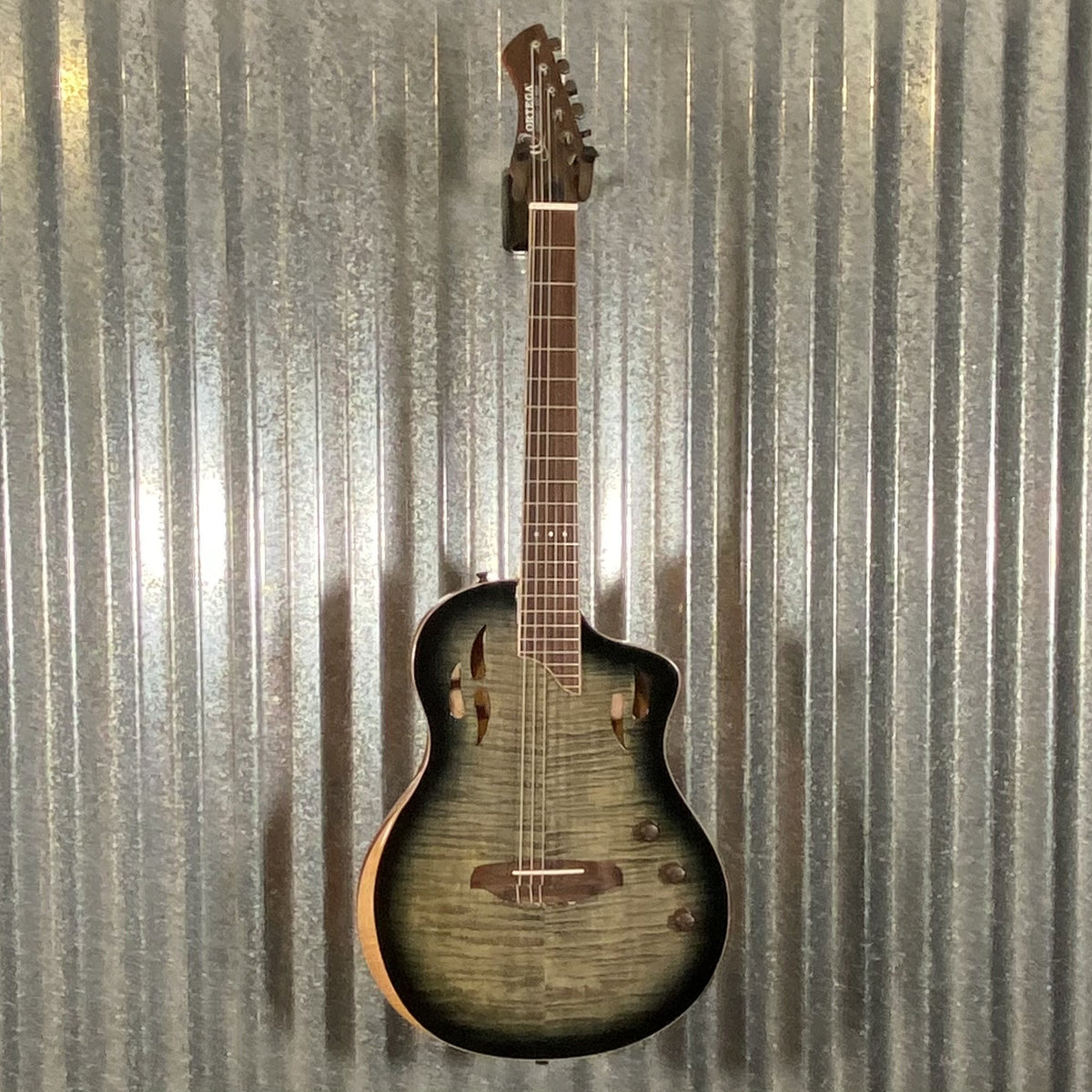 Ortega RTPG-LS1 Charcoal Burst Thinline Nylon Acoustic Electric Guitar & Bag #0234 Blem