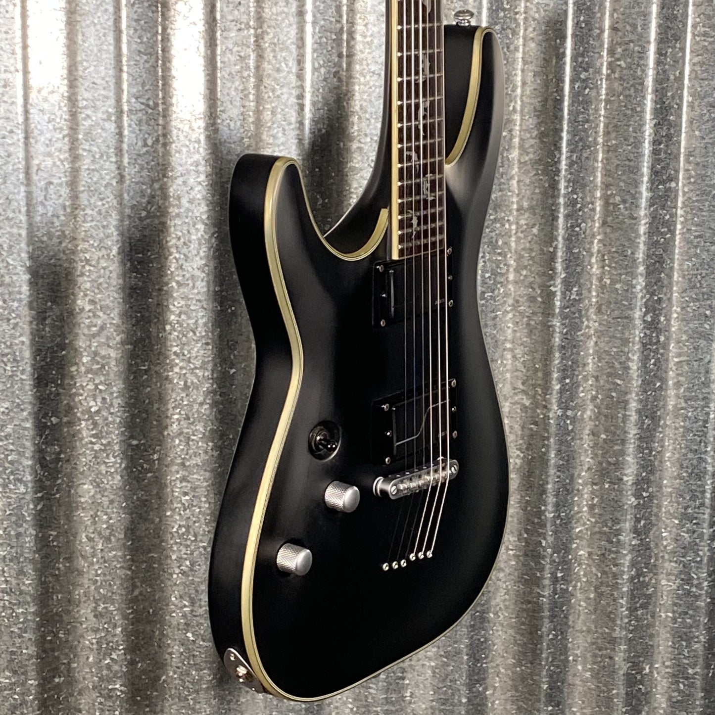 Schecter Damien Platinum 6 Flat Black Left Hand Guitar #3563 Used