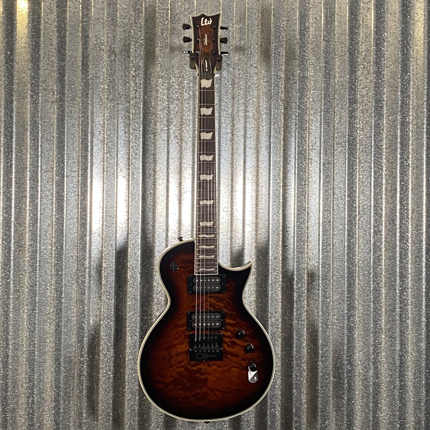 ESP LTD EC-1000 ET Evertune Quilt Top Dark Brown Sunburst Guitar & Case #1459 Used
