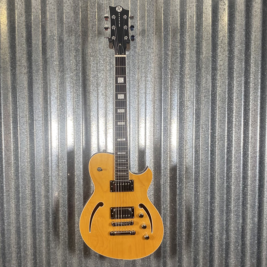 Reverend Limited Edition #13 Roundhouse Semi Hollow Body Archtop Vintage Clear Natural Guitar #61470 Used