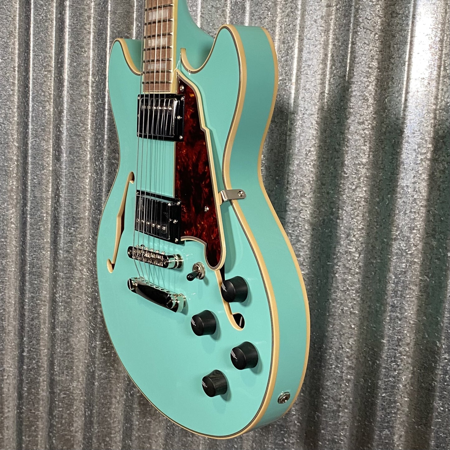 D'Angelico Guitars Premier Mini DC Semi Hollow Body Surf Green Tortoise Pickguard #7320 Demo