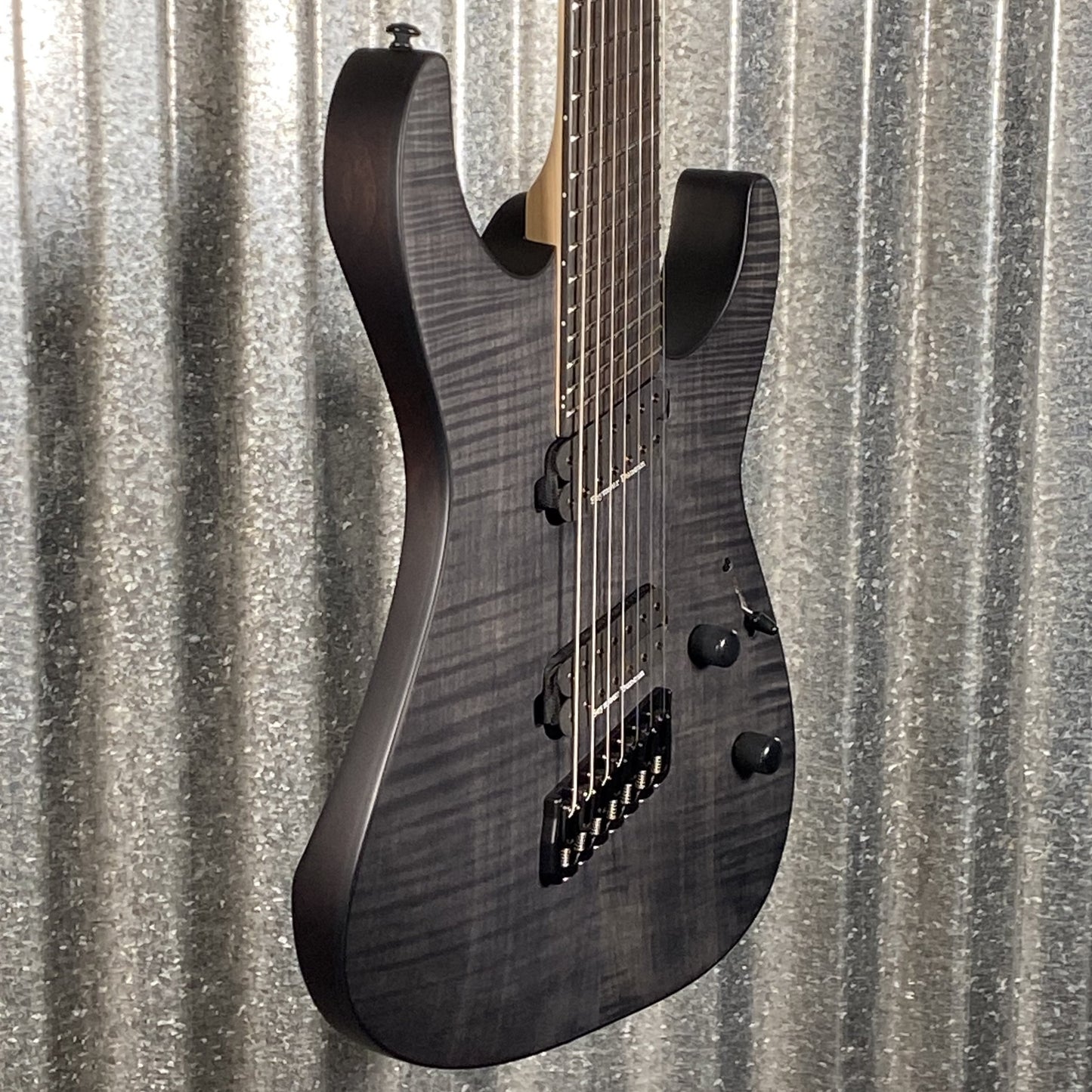 ESP LTD M-1007 7 String Multi Scale Flame See Thru Black Satin Guitar M1007MSFMSTBLKS #1012 Used