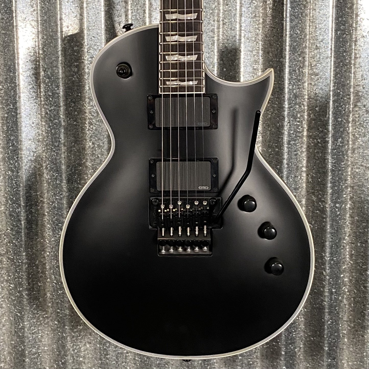 ESP LTD EC-1000 FR Floyd Rose Black Satin EMG Guitar & Case #2978 Used