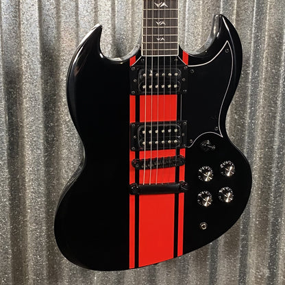Westcreek Guitars Racer SG Offset Style Black Red Stripe #0013 Used
