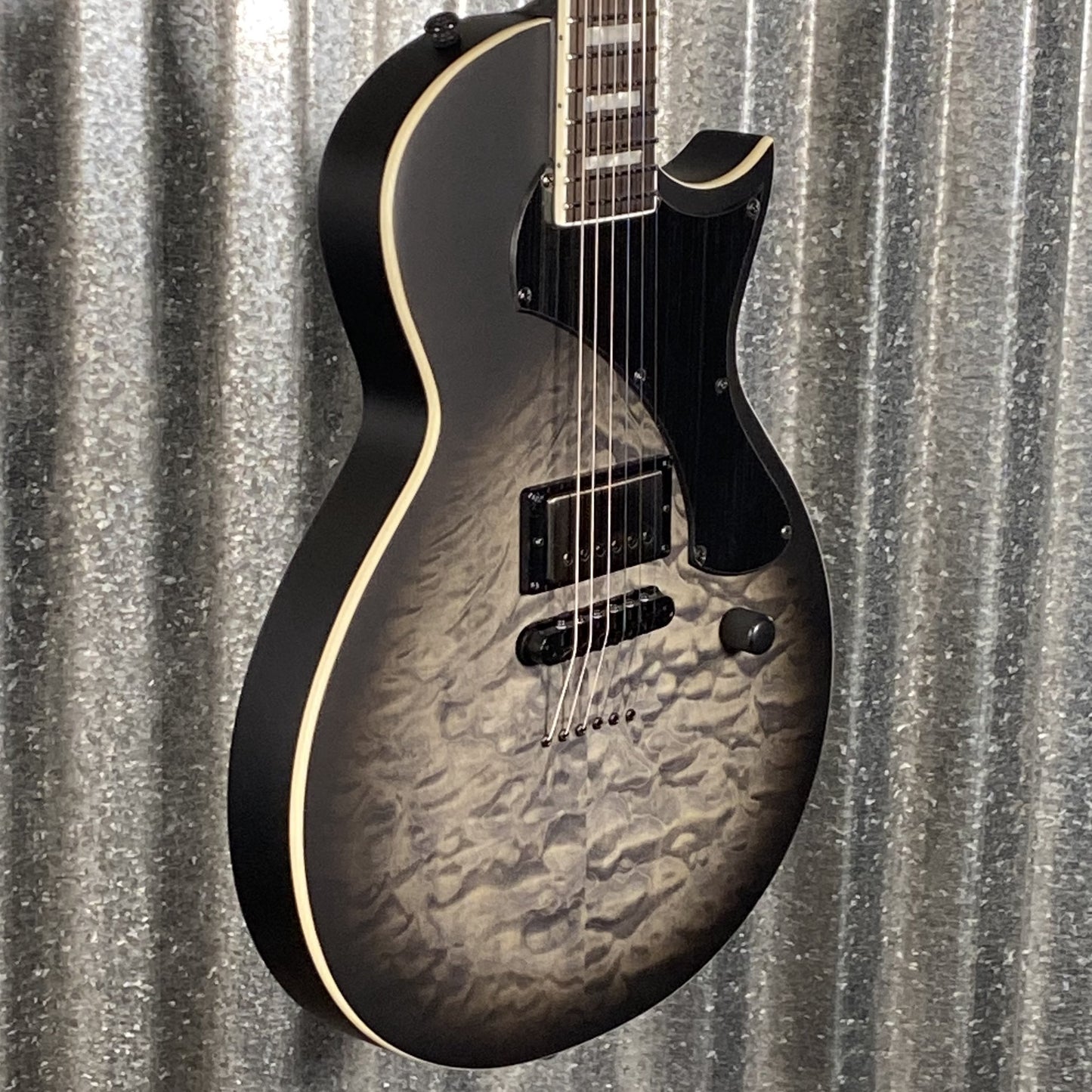 ESP LTD EC-01FT QM Quilt Top Charcoal Burst Satin Teardrop Guitar EC01FTQMCHBS #0620 Used