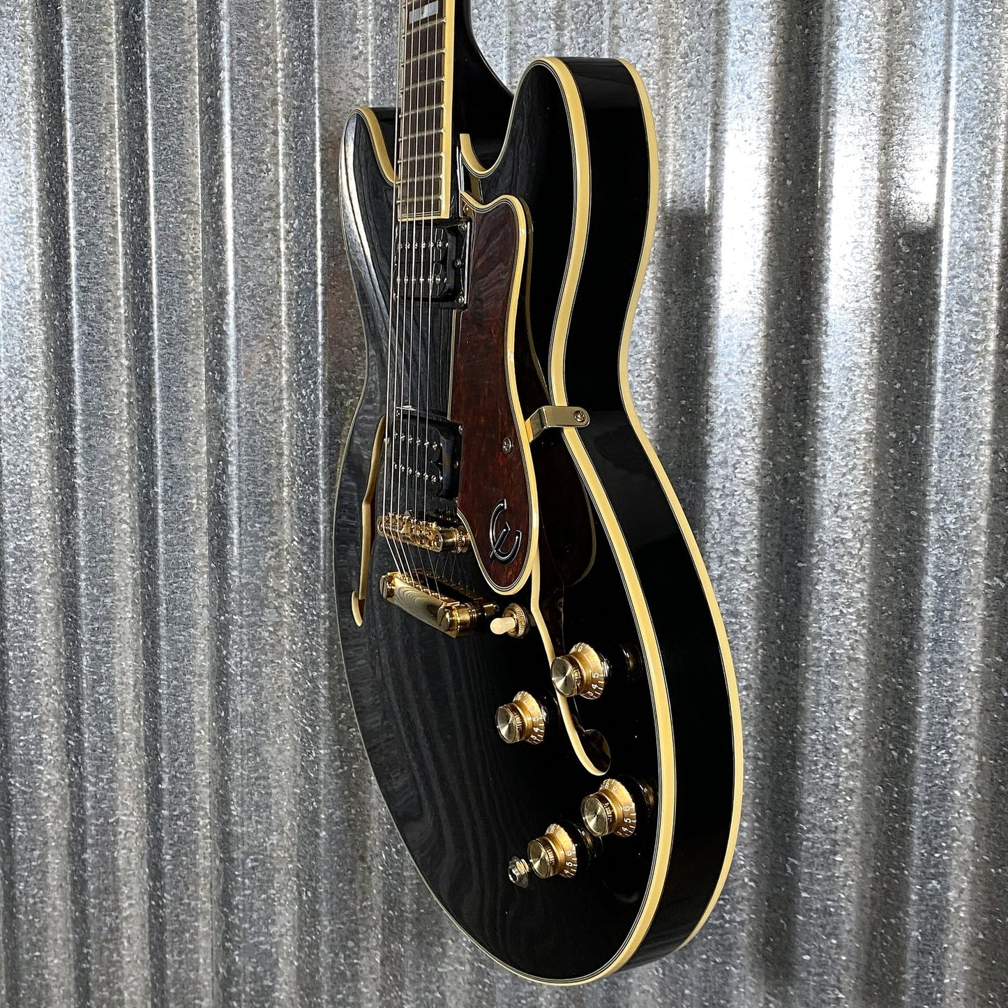 Epiphone Sheraton II Pro Semi Hollow Black Guitar #3545 Used