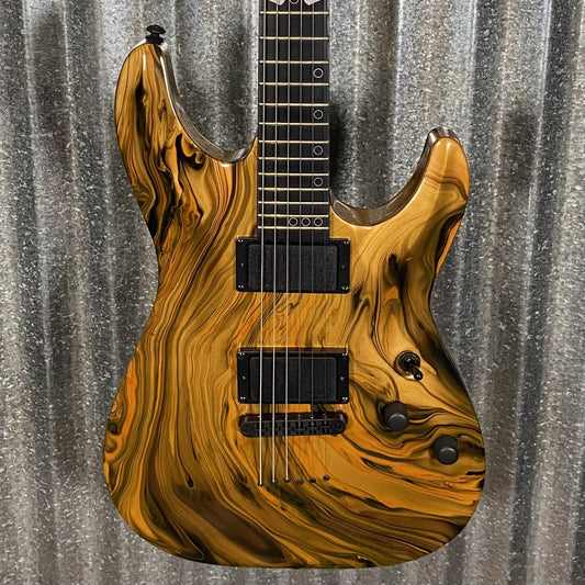 Schecter C-1 Hydro Dip Golden Eclipse Guitar #0739