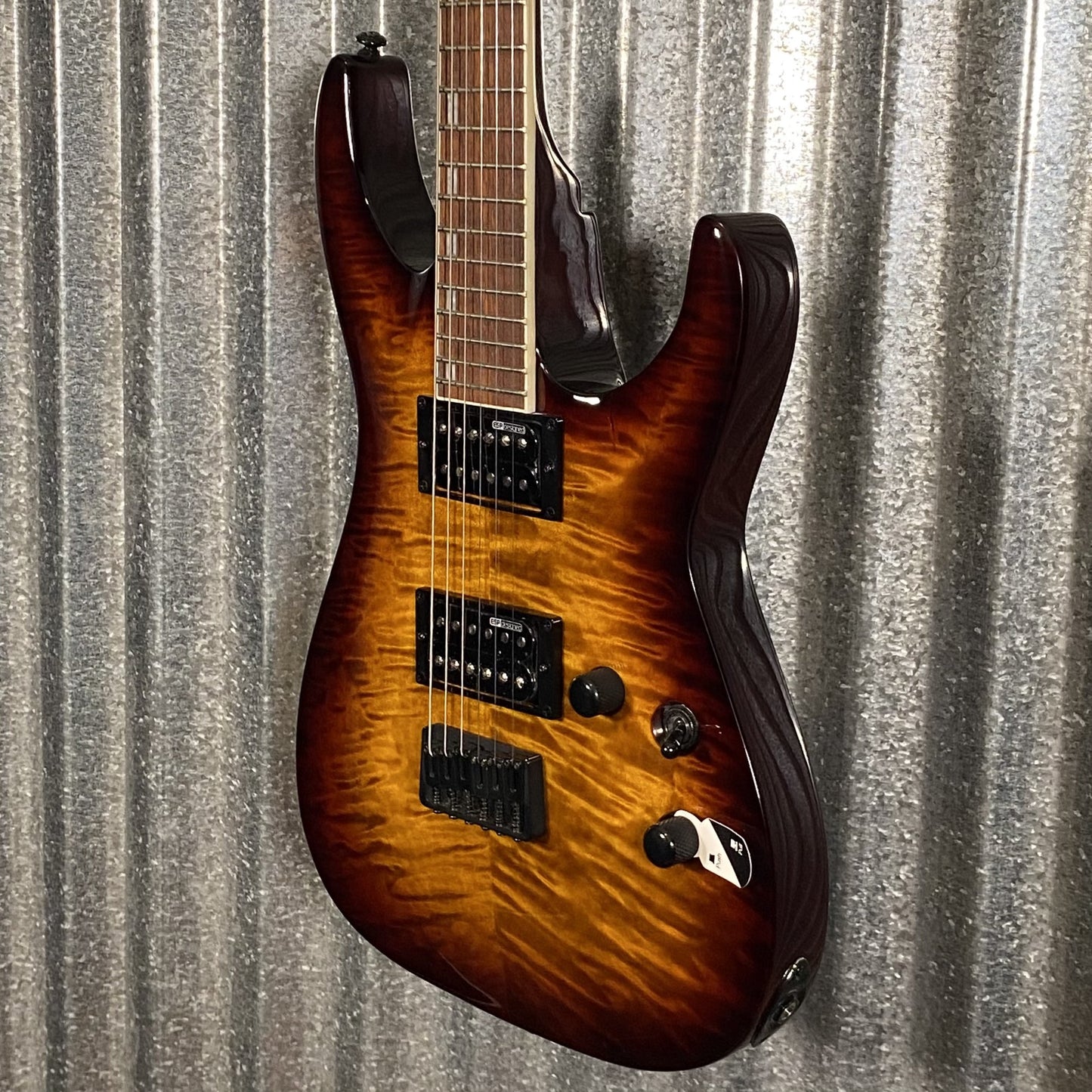 ESP LTD H-200 Flame Top Dark Brown Sunburst Guitar & Case #1026 Used