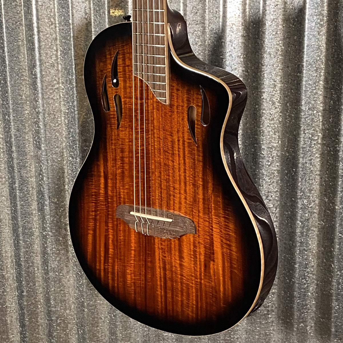 Ortega RTPDLX-ACA Acacia Burst Thinline Nylon Acoustic Electric Guitar & Bag #0020