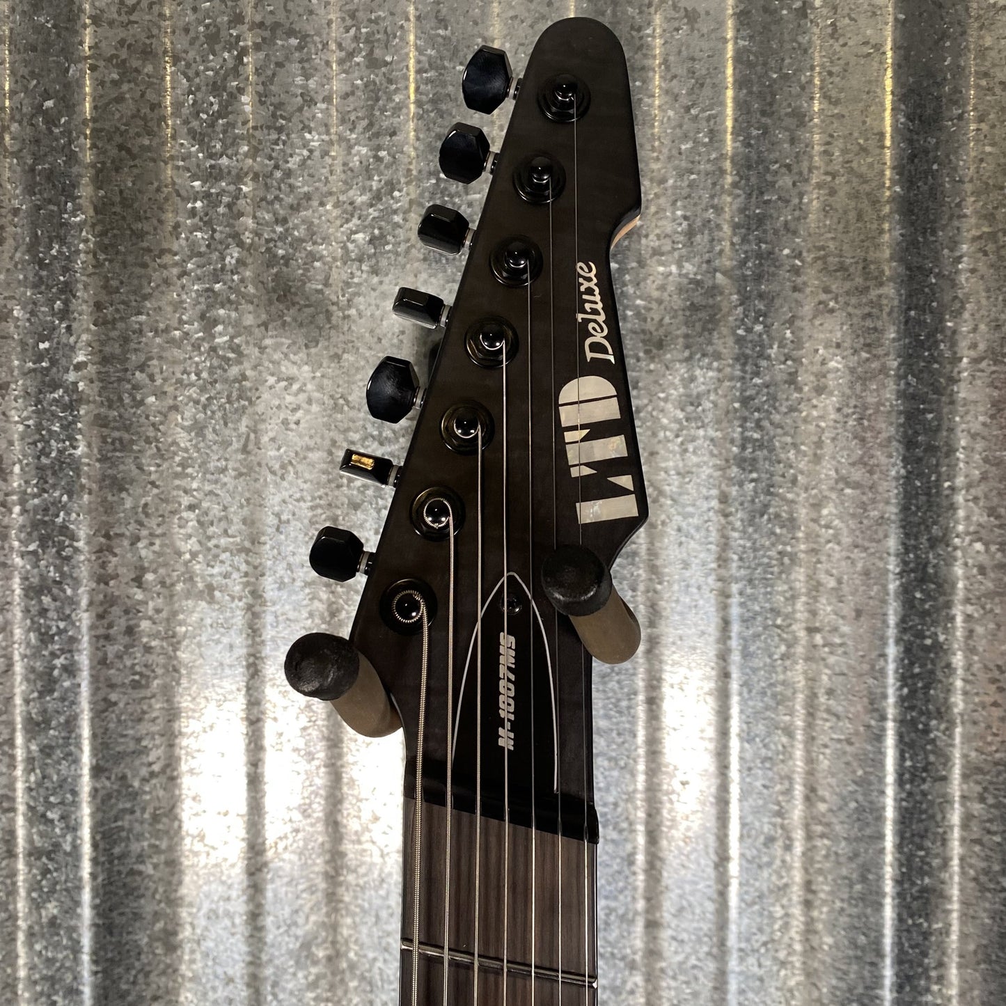 ESP LTD M-1007 7 String Multi Scale Flame See Thru Black Satin Guitar M1007MSFMSTBLKS #1012 Used