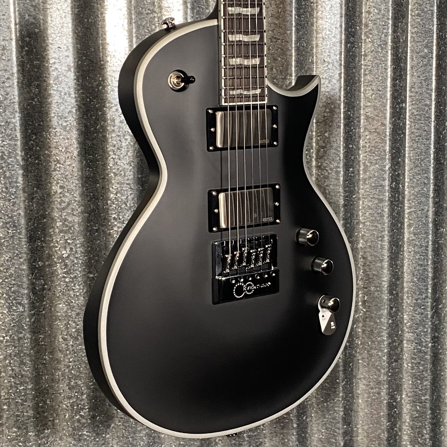 ESP LTD EC-1000 ET Evertune Bold Binding Black Guitar & Case #0054 Used