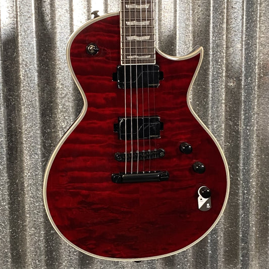 ESP LTD EC-1000 QM Quilt Top See Thru Black Cherry Fluence Guitar & Case #0202  Used