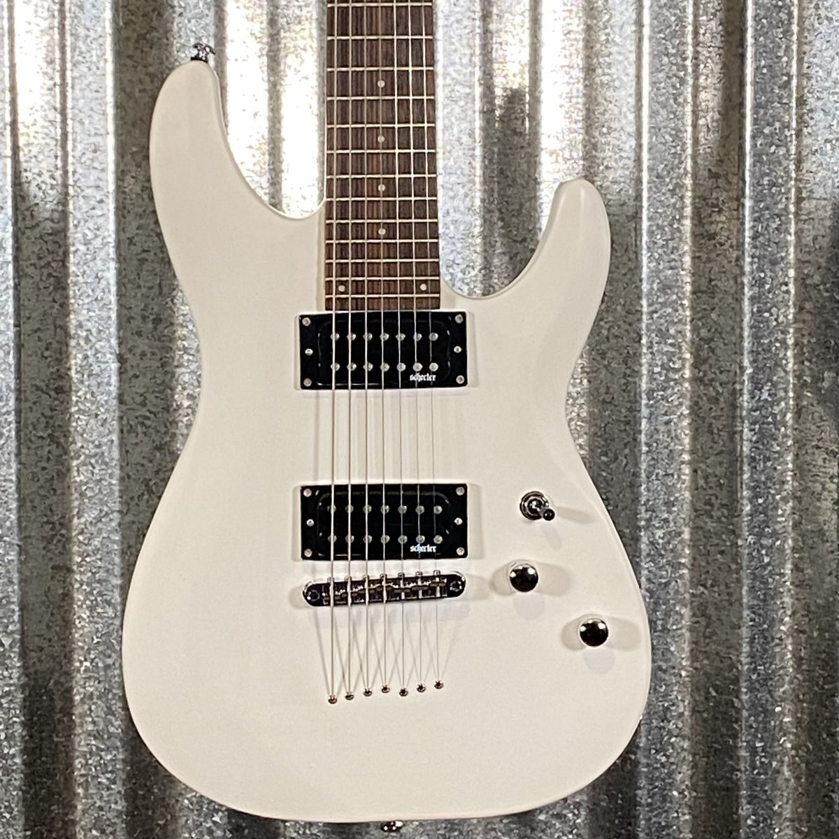 Schecter C-7 Deluxe 7 String Matte White Guitar #1777 Used
