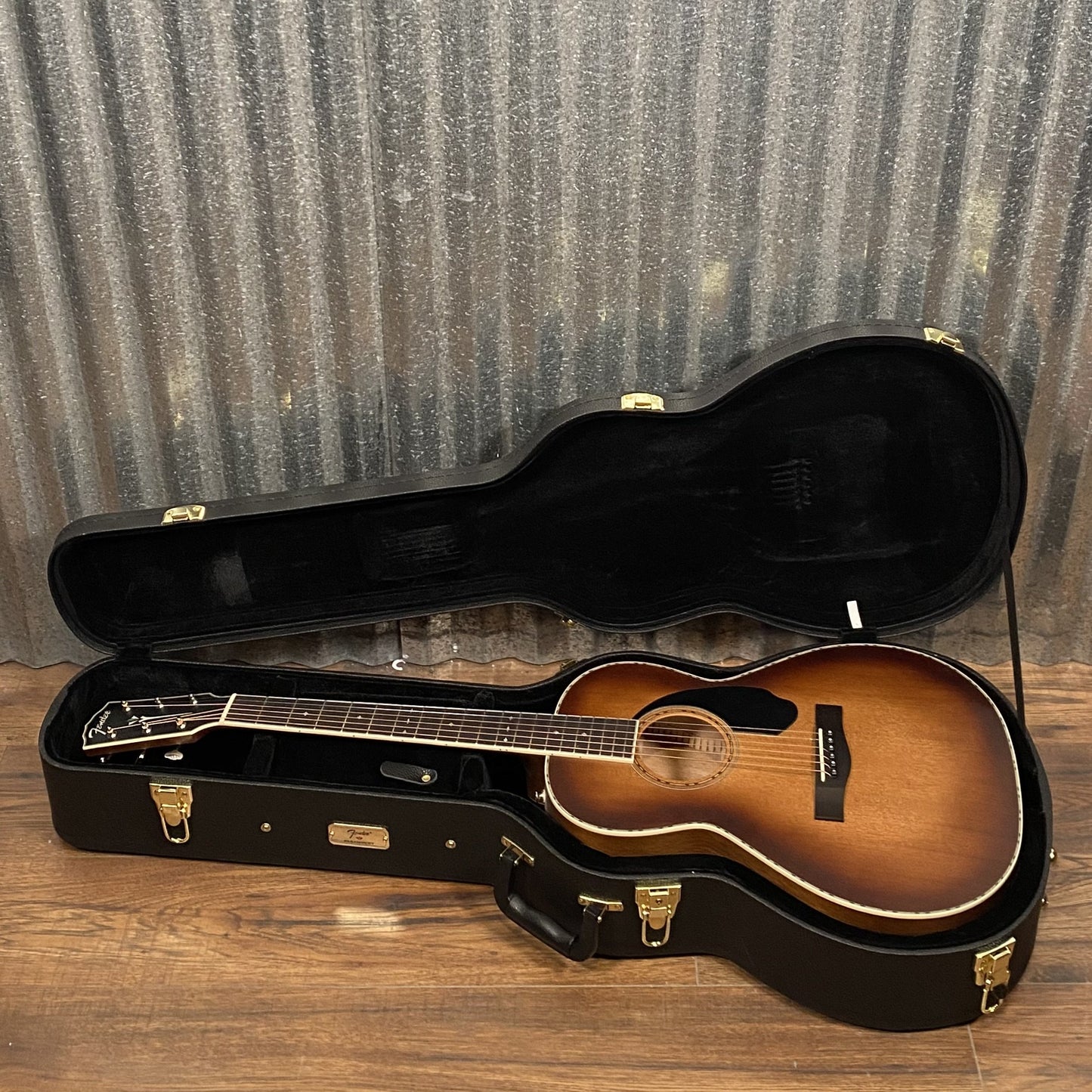Fender PS-220E Paramount Parlor Acoustic Electric Mahogany Aged Cognac Burst & Case #3169 Used