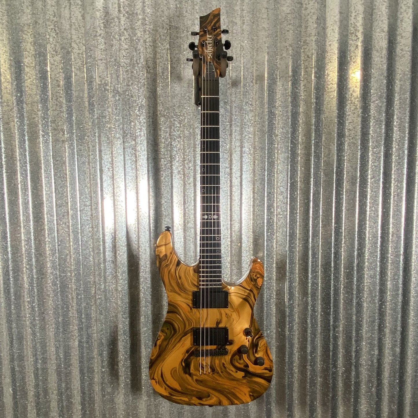 Schecter C-1 Hydro Dip Golden Eclipse Guitar #0741