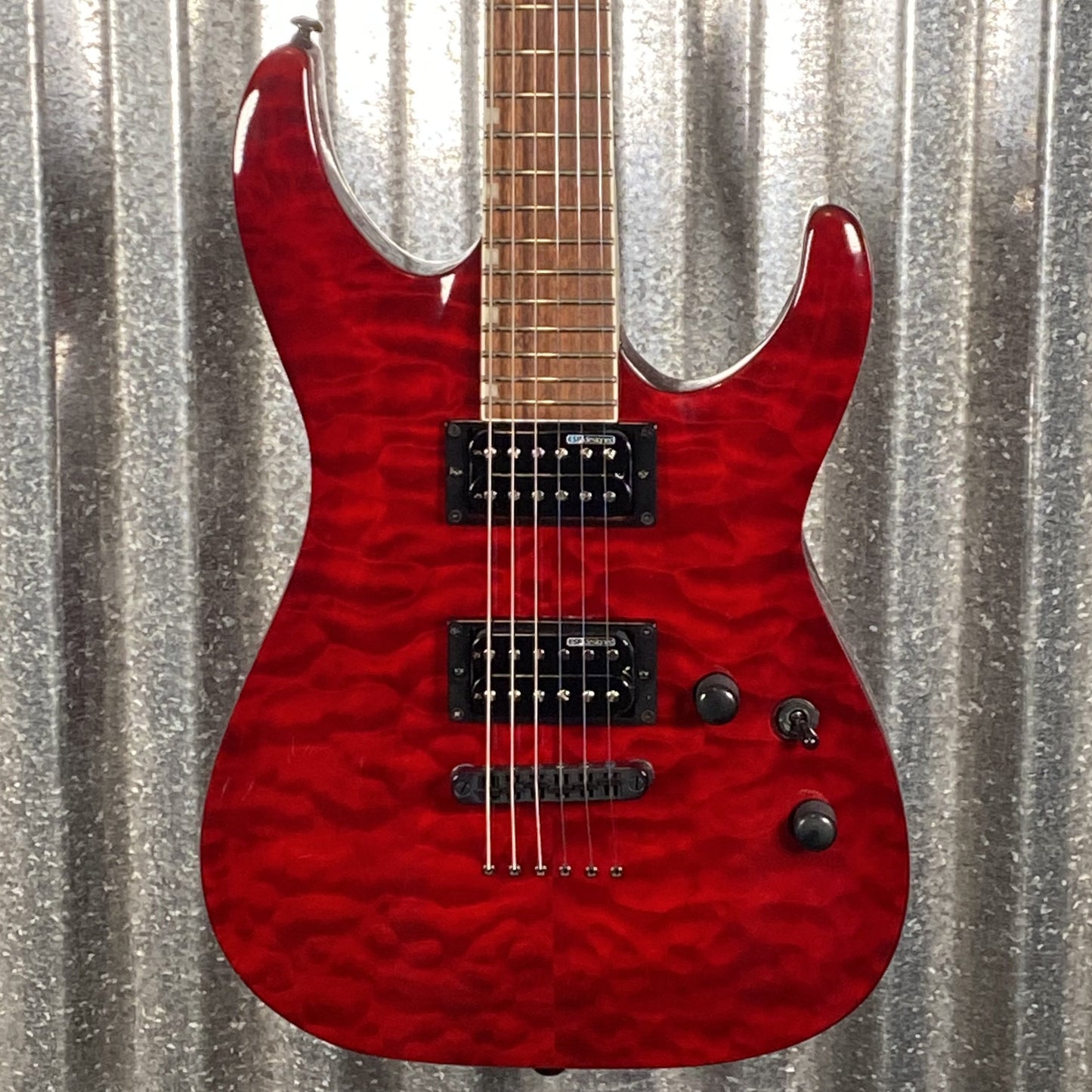 ESP LTD MH-200 Quilt Neck Thru See Thru Black Cherry Guitar MH200QMNTSTBC #2429 Used