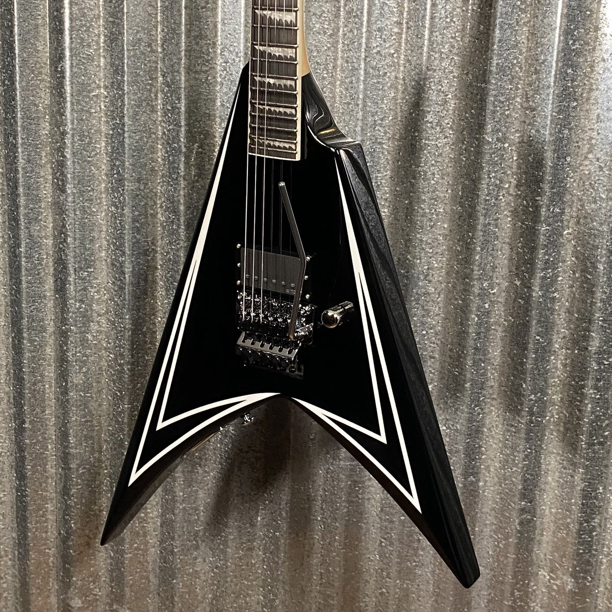 ESP LTD Alexi Laiho Sawtooth SE 20th Black White Pinstripe Guitar & Case USED #2045