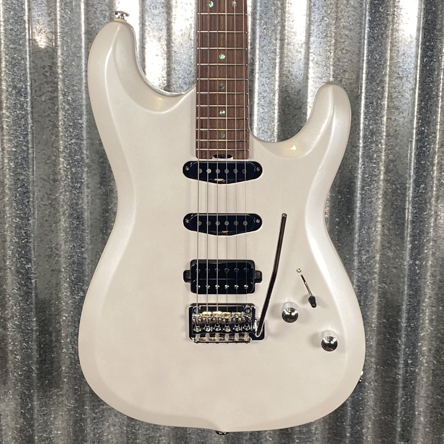 Musi Capricorn Fusion HSS Superstrat Pearl White Guitar #0126